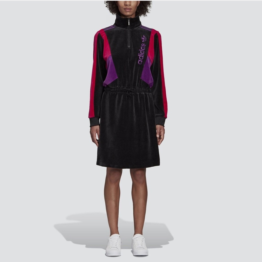 Adidas Velvet Logo Track Dress Size small color block
